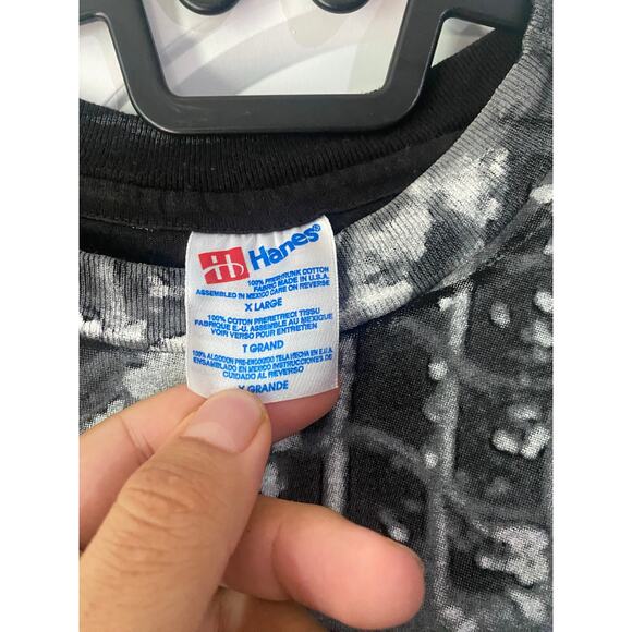 Vintage 90s The Beatles All Over Print T Shirt XL AOP Hanes Black Band Tee Apple - Picture 6 of 6